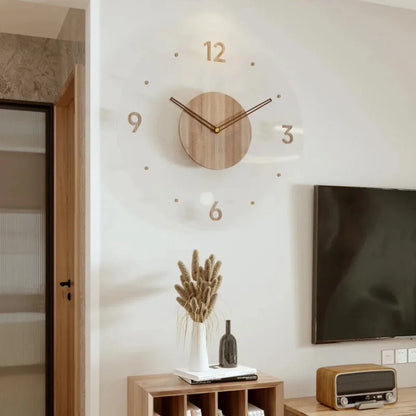 Silent Wall Clock with Glass Face and Bamboo Frame