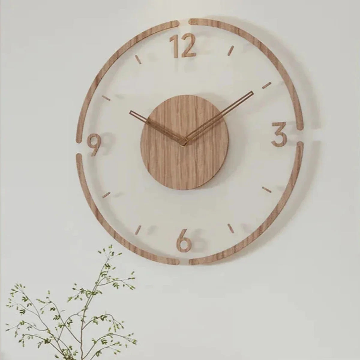 Silent Wall Clock with Glass Face and Bamboo Frame