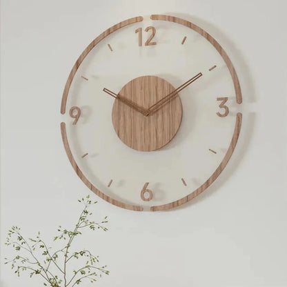 Silent Wall Clock with Glass Face and Bamboo Frame
