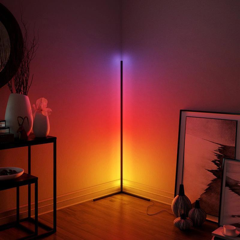 LED Corner Floor Lamp with Dimmable Light and Remote Control